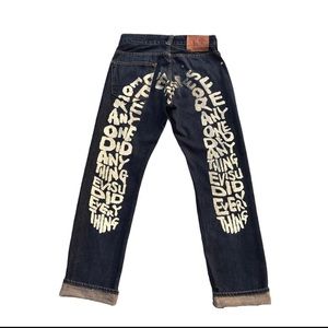EVISU rare distressed blue jeans